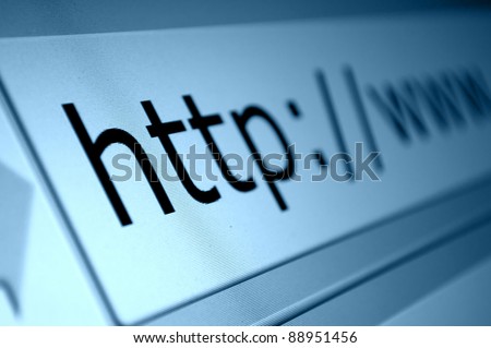 Closeup of Http Address in Web Browser in Shades of Blue - Shallow Depth of Field