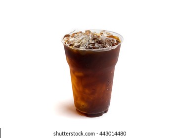 Closeup Ice Of Americano On White Background 