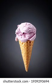 Close-up Of Ice Cream In Waffle Cone.