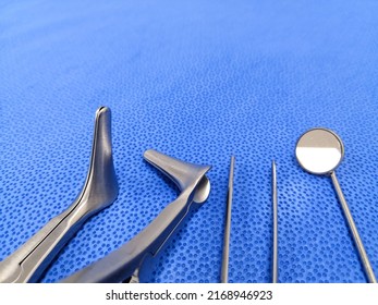 Closeup Image Of Arranged ENT Surgical Instruments In Operation Room