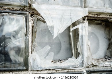 Close-up image of a broken glass box window in an abandoned building - Shutterstock ID 1436210024