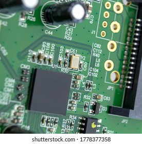 Closeup image of a computer integrated circuit board