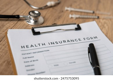 A close-up image of health insurance form on a clipboard. Medical and insurance concept. - Powered by Shutterstock