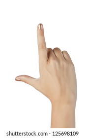 Close-up Image Of A Human Hand Gesturing Letter L On An America Sign Language