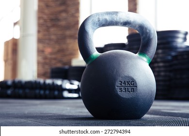 Closeup Image Of A Kettle Ball In Fitness Gym