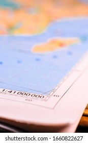 closeup image of a map scale