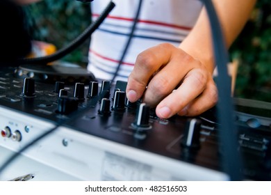 Close-up image of mixing console