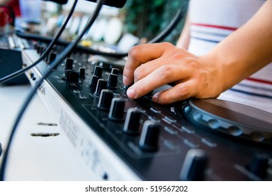 Close-up image of mixing console