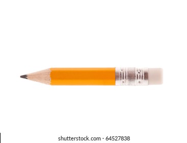 Close-up image of small pencil isolated on white background