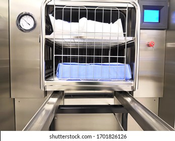 Closeup Image Of Steam Sterilization Machine And Trolly