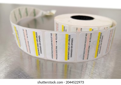 Closeup Image Of Sterilization Indicator Labels Or Sticker. Selective Focus