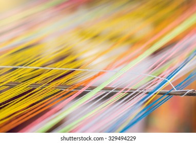 closeup image of weaving Loom, details.