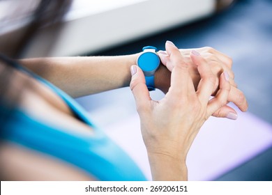 Closeup Image Of A Woman With Activity Tracker