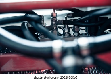 Close-up of the industrial machine elements.