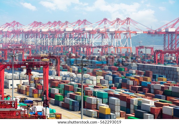 Closeup Industrial Port Containers Shanghai Yangshan Stock Photo ...