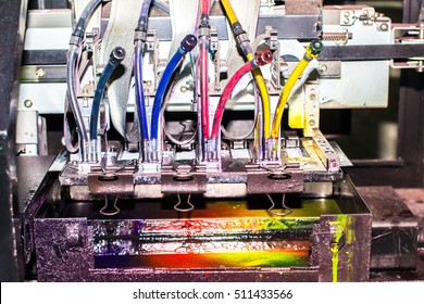 Close-up of inkjet printers in large machines. - Shutterstock ID 511433566
