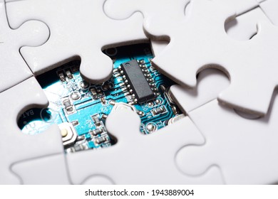 Close-up of an integrated circuit.