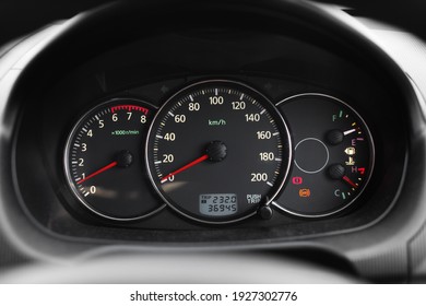 Closeup Interior Modern Car Console, A Car Meter Dashboard