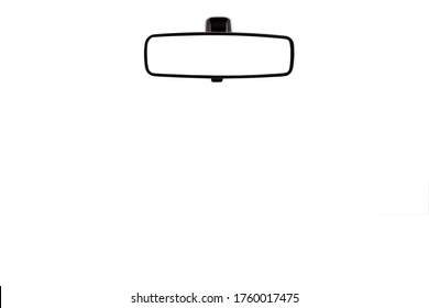 Closeup Isolated Car Rear View Mirror On White Background