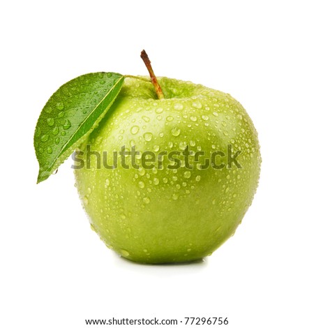 closeup isolated juicy green apple