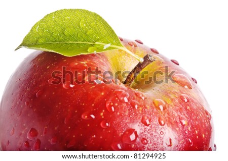 closeup isolated juicy red apple