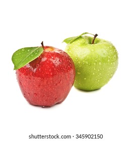 Closeup Isolated Red And Green Apples