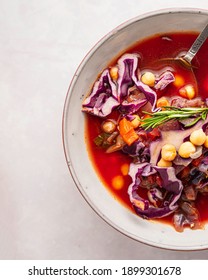 Closeup Of Italian Vegetable Tomato Chickpea Soup