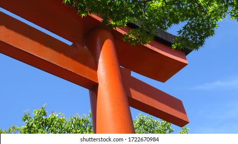 Close-Up of a Japanese Torii Gate
