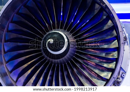Close-up of Jet engine. Engine maintenance