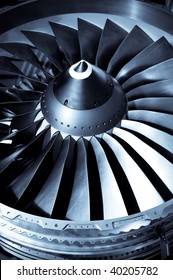 Close-up Of Jet Engine Turbine Blades