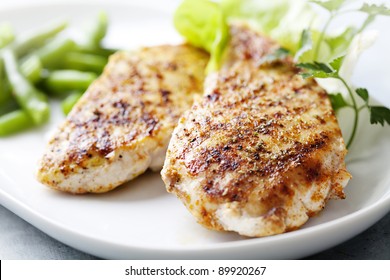 Closeup Of Juicy Grilled Chicken Fillet