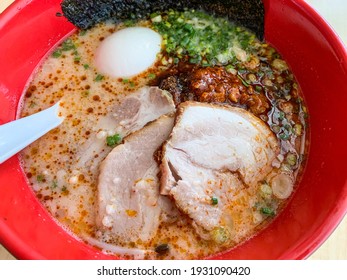 Closeup Karaka Spicy Miso Raken With Egg And Chashu