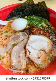 Closeup Karaka Spicy Miso Ramen With Egg And Chashu Pork