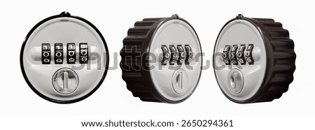 Closeup key control code combination lock isolated on white background.