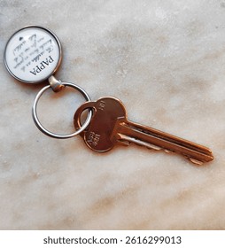 Close-up of key with keychain for father