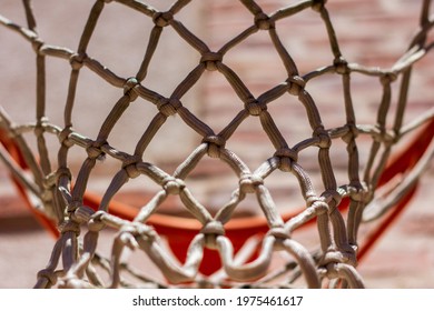 Close-up Knots Of An Old Basketball Net 