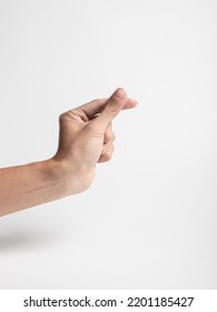 Closeup Of Korean Love Hand Gesture Isolated On White Background