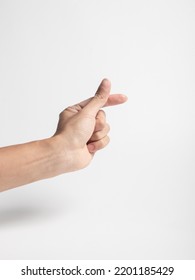 Closeup Of Korean Love Hand Gesture Isolated On White Background