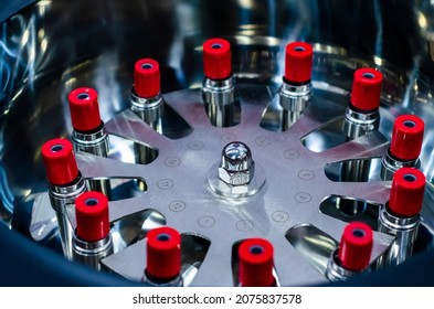 Close-up of laboratory centrifuge vortex mixer