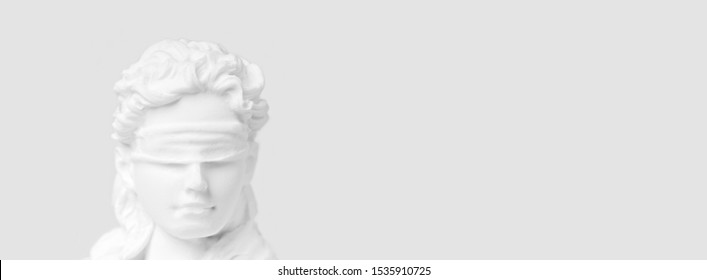 Close-up of lady justice. Panoramic image with copy space.