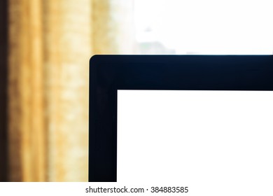 Close-up laptop corner background with copyspace