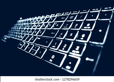 Virtual Keyboard Perspective View Glowing Keys Stock Vector (royalty 