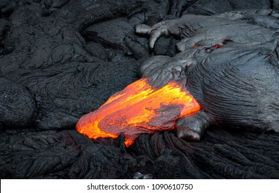 Closeup Of Lava From Puu Oo In Kalapana, Big Island, Hawaii.