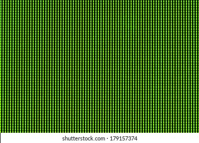 Close-up Of Lcd Screen Matrix Reproducing Green Image