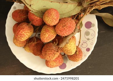 Closeup of Leechee, Leechi fruit.