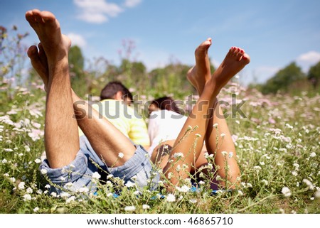 Similar – Image, Stock Photo legs on high seat with raps