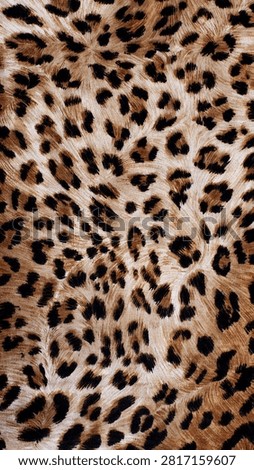 Close-up of leopard print fabric texture. Natural animal pattern with characteristic spots, trendy background for fashion design, textile and print use.