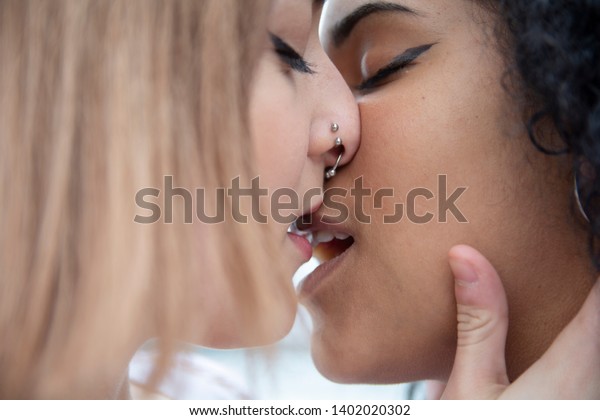 Lesbian Kissing Close Up