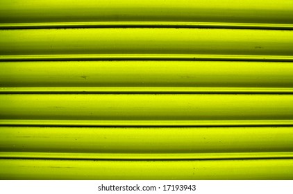 Close-up Of A Lime Green Roller Door