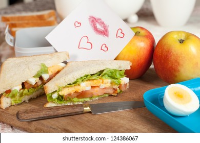 Closeup Of A Love Note In A Lunchbox